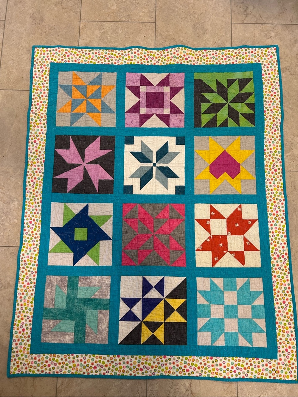Handmade 12 Block Sampler Quilt